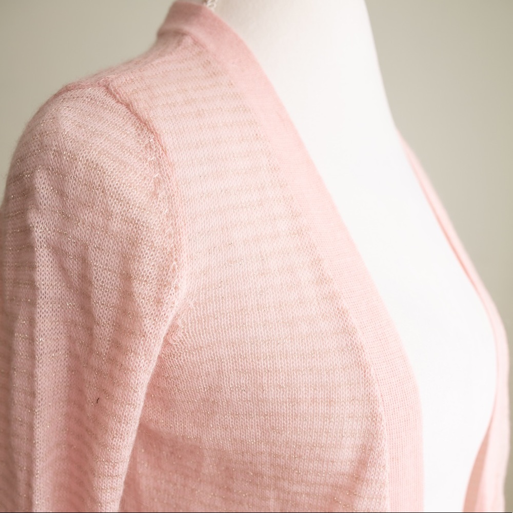 Pink with Gold Metallic Thread Cardigan - Picture 2 of 4